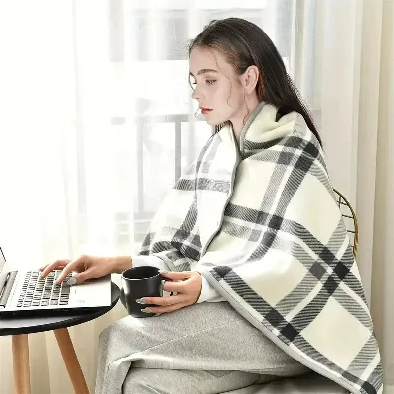 Winter Wearable Shawl Blanket, Warm Flannel Casual Office Blanket, with Button.