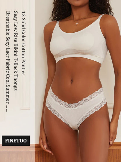 6PCS/Set Women Sexy Lace Brazilian Panties, Low-Waist Elastic Underwear S-XL.