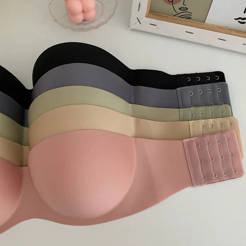 Front Closure Sexy Push Up Bra Invisible Female Brassiere Strapless Seamless.