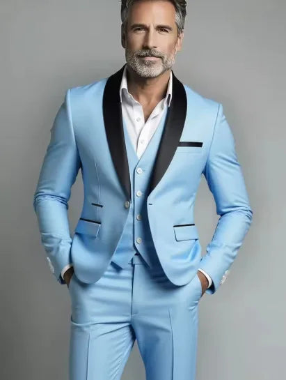 Black White Men Three Pieces Set, Large Size Male Blazer Pants and Vest.