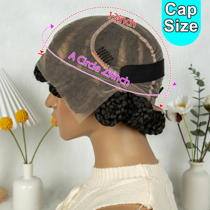Short Bantu Knot Braided Wig | Full Lace | Synthetic Hair | Baby Hairs | Transparent Lace | Cute Braids Wig for Women