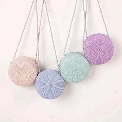 Summer Woven Straw Crossbody Bag for Women | Fashion Round Handmade Rattan Beach Small Handbag (Travel Female Shoulder Bag)