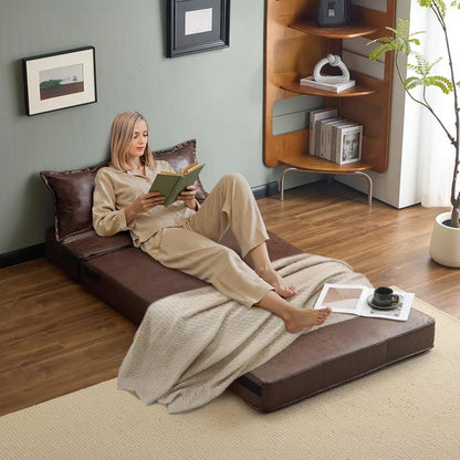 Futon Sofa Bed, 5-in-1 Convertible Sleeper Sofa, Chair, RV Furniture, for Small Spaces.