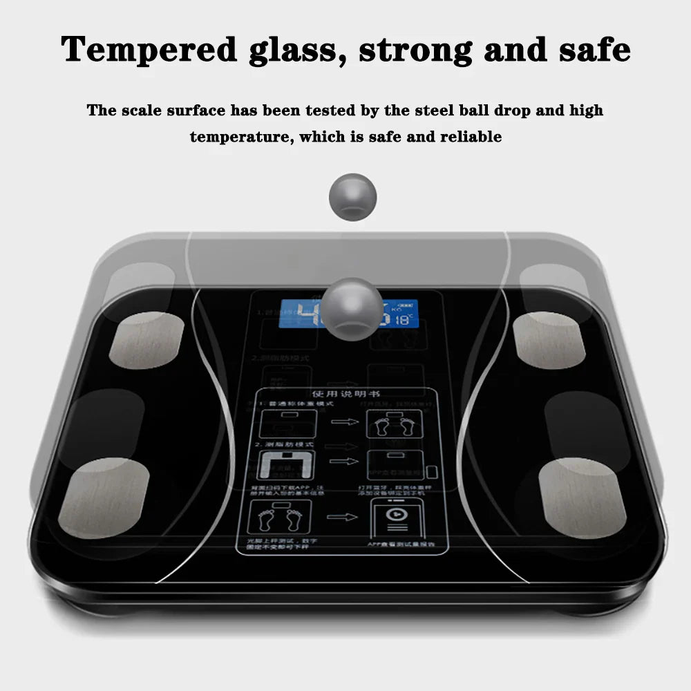 Smart Body Fat Scale Wireless LED Digital Bathroom Weight Scale, Body Composition Analyzer Testing Scale.