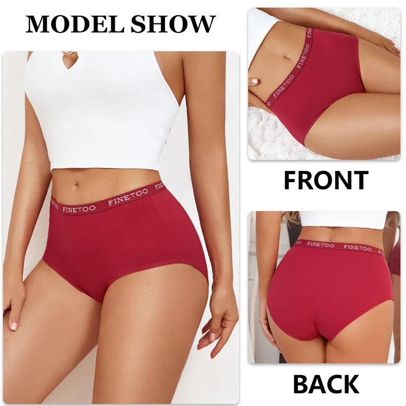 4Pcs S-XXL Cotton High Waist Underpants, Women's Seamless Elastic Panties.