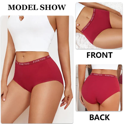 4Pcs S-XXL Cotton High Waist Underpants, Women's Seamless Elastic Panties.