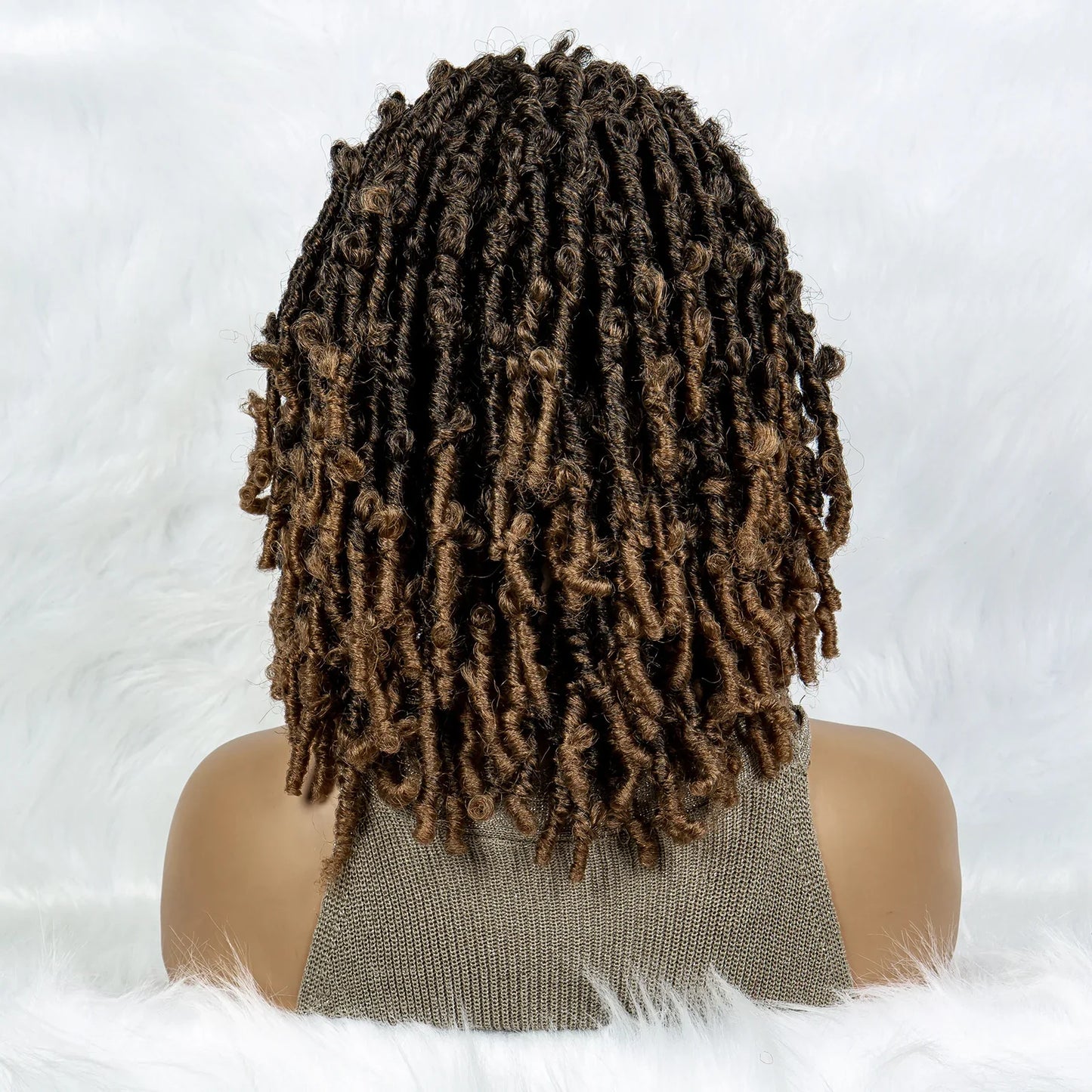16" Short Knotless Butterfly Locs Wig | Synthetic Lace Front