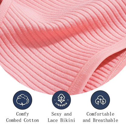 5PCS Women's Cotton Panties, Sexy Low Waist Briefs, Stretch Soft Underwear.