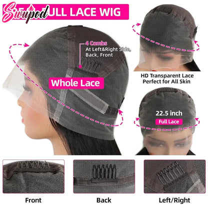 360 & 13x4/13x6 HD Lace Front Wig | Bone Straight | Brazilian Remy Hair | Transparent Lace