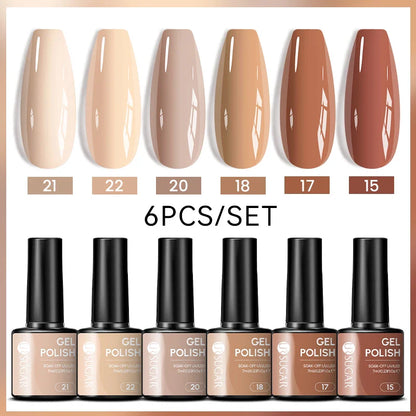 7ml All Season Gel Nail Polish Set, Nude Pink, Red Glitter, Semi Permanent UV Gel Kits.
