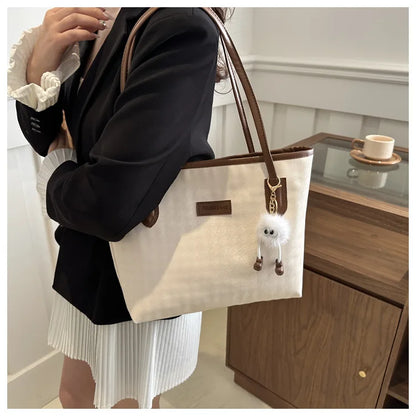 Retro Bag New Fashion Commuter Shoulder Bag | Large Capacity PU Leather Handbag (Casual Tote, Popular Gift, All Seasons)