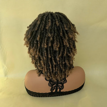 Afro Bob Faux Locs Wig | Crochet Twist Braids | Short Dreadlocks Wig | Synthetic Braided Wig