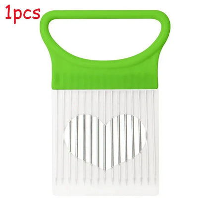 1/2/3/4pcs Effortlessly, Slice Onions with this 1pc Colorful Onion Slicer stainless steel potato chip onion holder.