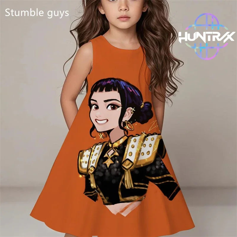 Demon Hunters Summer Dress, Girls Cute Casual Beach Fashion.
