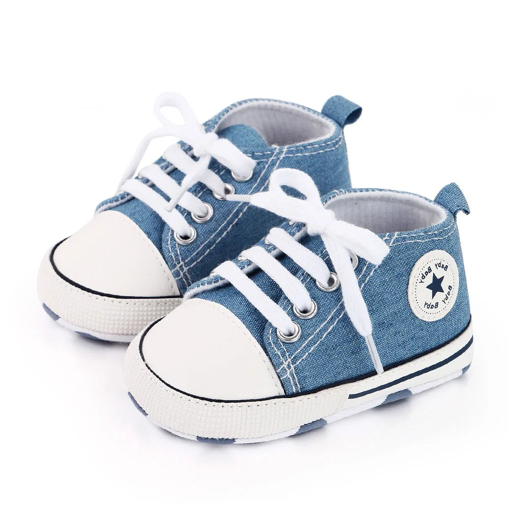 New Baby Shoes Boys Girls Classic Canvas Casual Sneakers, Spring Newborn First Walker Toddler, Non-Slip Walking Shoes.