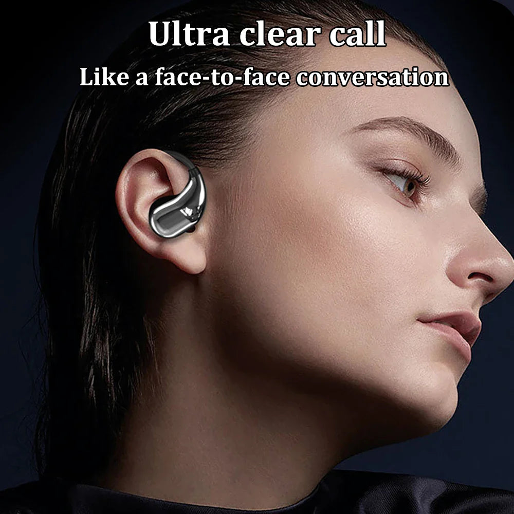 Bluetooth 5.4 Ear Hook Headphones, HiFi Stereo, Waterproof Headsets, LED Display.