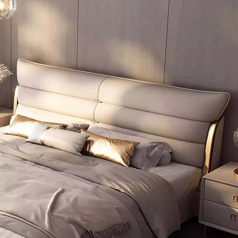Modern Aesthetic Bed, Multifunction Organizer, King Size Double Bed Storage Space.