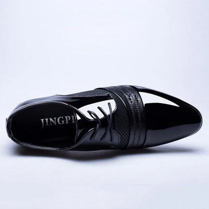 New British Men Leather Shoes, Classic Pointed Toe Formal.