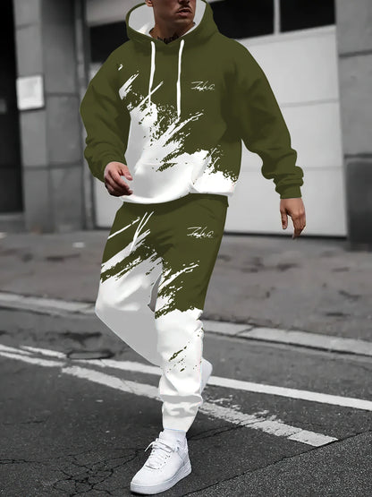 2025 Spring and Autumn, New Men hoodie set casual roller skating, 3D printed street men wear.