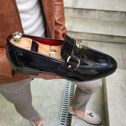New Black Loafers, Men Slip-On Round Toe Fashion Dress Shoes, for Men Size 38-47.
