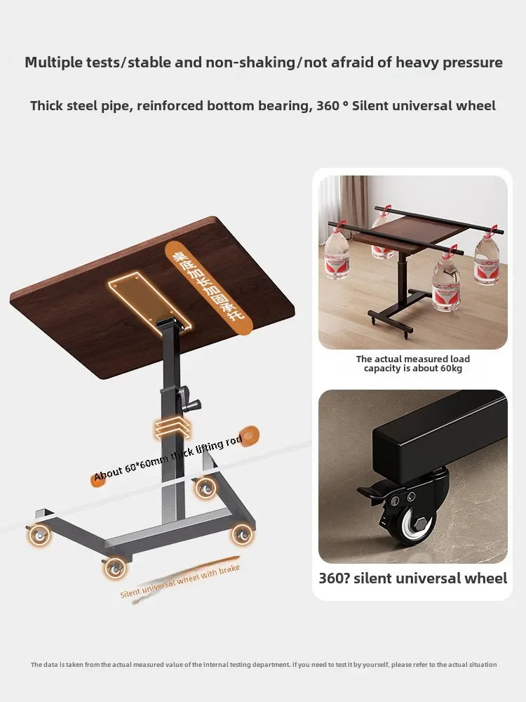 Height Adjustable Computer Desk, Mobile Small  for Live Streaming, Home Study, Office.