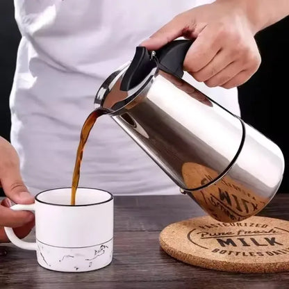 Italian Stainless Steel  Coffee Pot for Espresso 2/4/6/9/12 Cups Home and Office Use.
