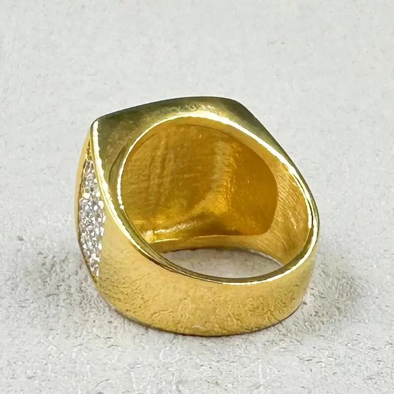 Hip Hop full rhinestone 316L, Stainless Steel Gold color King Rings for Men.