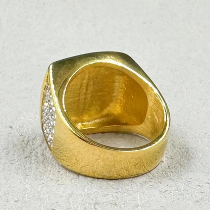 Hip Hop full rhinestone 316L, Stainless Steel Gold color King Rings for Men.