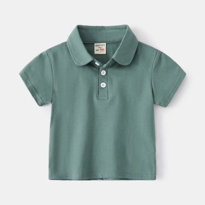Boys Cotton Polo Shirts Children Kids Girl T shirt 2025,White Solid ColorTops