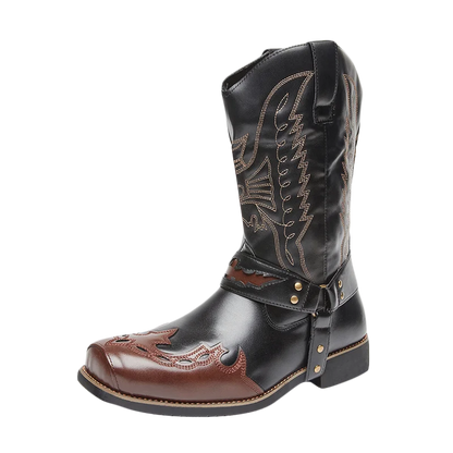 2025 Men's Western Cowboy Style Boots - Two-color Geometric Pattern.