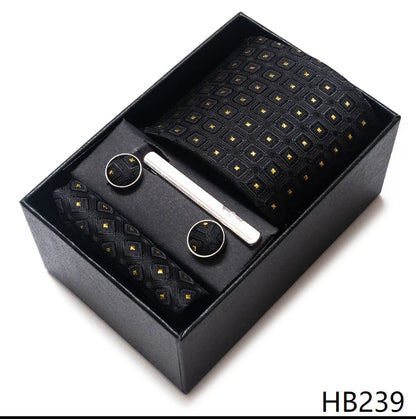 8 cm Wide Tie Sets Blue Solid Men's Neck Tie Handkerchief Cufflinks Clip Gift Silk Handmade