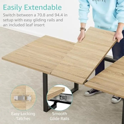 Large Dining Table for 8 - to 10 People 94In Long, Expandable Dinning Kitchen Tables.