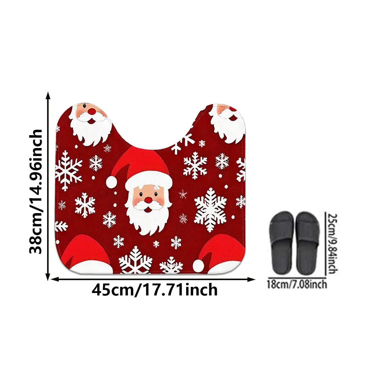 A snowflake Christmas style toilet mat can be purchased individually, or assembled as a set for bathroom carpets.
