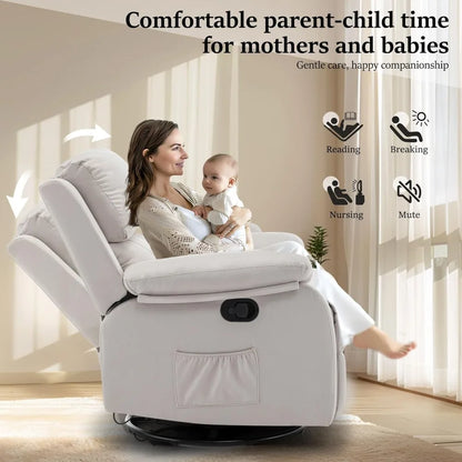 Swivel Rocker Recliner Massage Nursery Glider 360° Living Room Bedroom Beige, Custom