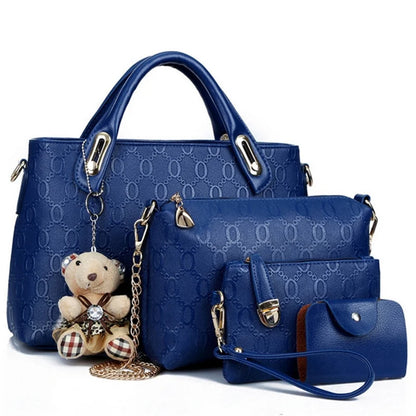 Multifunction 4pcs/Set Women Bag, PU Leather Luxury Designer Bags Handbag, Messenger Bag, Shoulder Bag, Wallet.