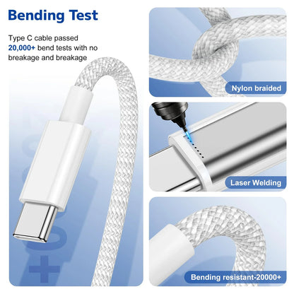 40W PD Fast Charger For iPhone, 17 16 15 Pro Max USB C to C, Fast Charging Cable For Samsung S25 S24 Air Pods Phone Accessories.