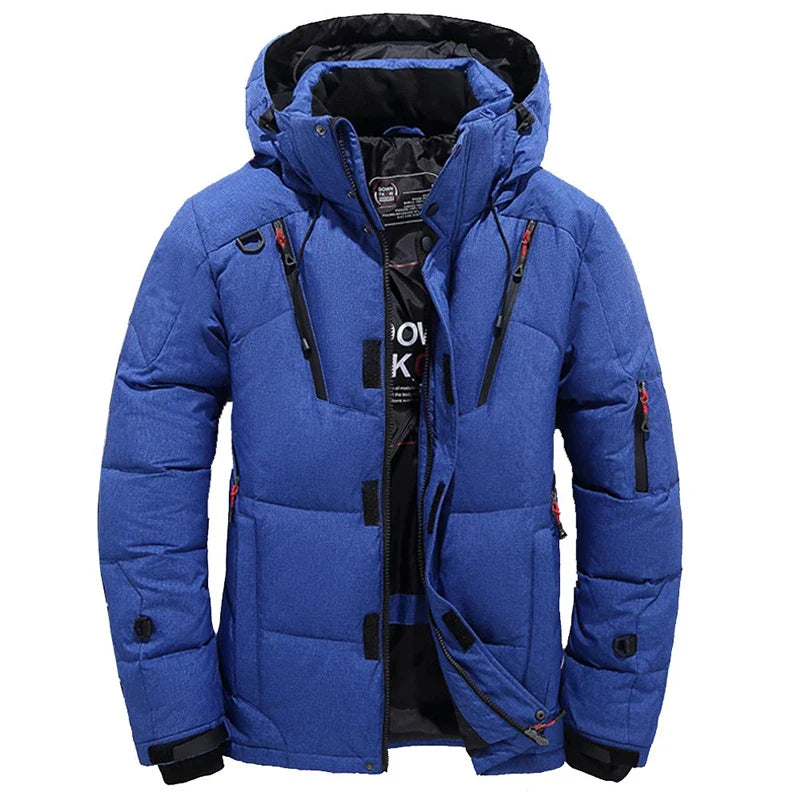 -20 Degree Down Jacket Male  Parkas White Duck Down Jacket, Hooded Thick Warm Padded  Coat Oversize M-4XL.