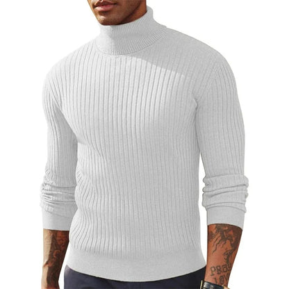 Autumn Men Slim Fit Long Sleeve Turtleneck Sweater Knitted Pullover.