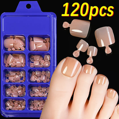 100PCS Short Square False Toenail Tips, Full Cover Acrylic Nail Art.