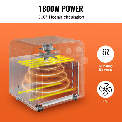 18L 1700W Air Fryer Toaster Oven Stainless Steel. Toaster Ovens Combo with Grill.