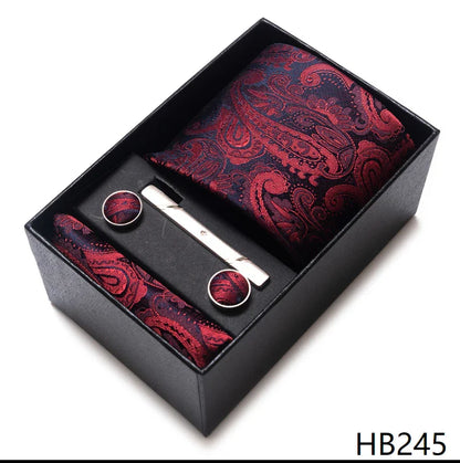 8 cm Wide Tie Sets Blue Solid Men's Neck Tie Handkerchief Cufflinks Clip Gift Silk Handmade