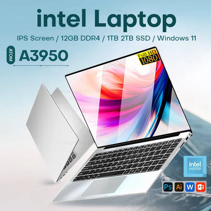 Laptop Computer Windows 11 Pro, Intel Atom A3950 2025 Notebook PC 12GB RAM, 512GB 1TB 2TB SSD ,1920*1080P Office Study Computer.