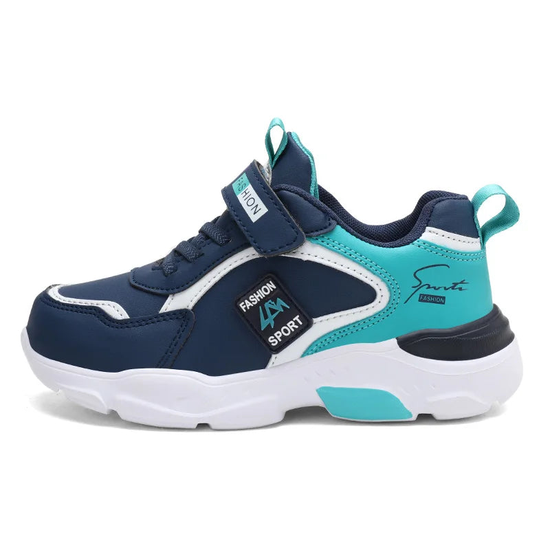 Autumn and Winter Children's Shoes, Boys' Sneakers, Leather Surface, Non-Slip, Versatile Sports Shoes.