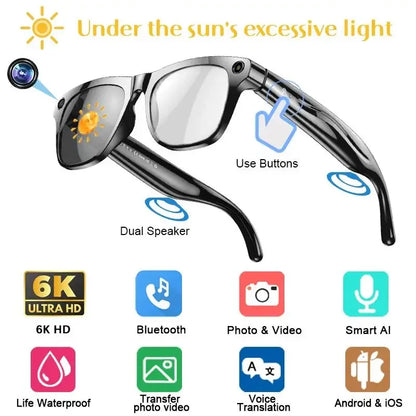 Xiaomi 8K HDSmart Glasses AI GPT, Camera, Bluetooth Call, 260Mah Battery, Voice Assistant ,Translate, office, Identify Objects.