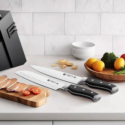15 PCS Kitchen Knife Set, With Built-in Knife Sharpener Block, Professional Stainless Steel Knife Set.