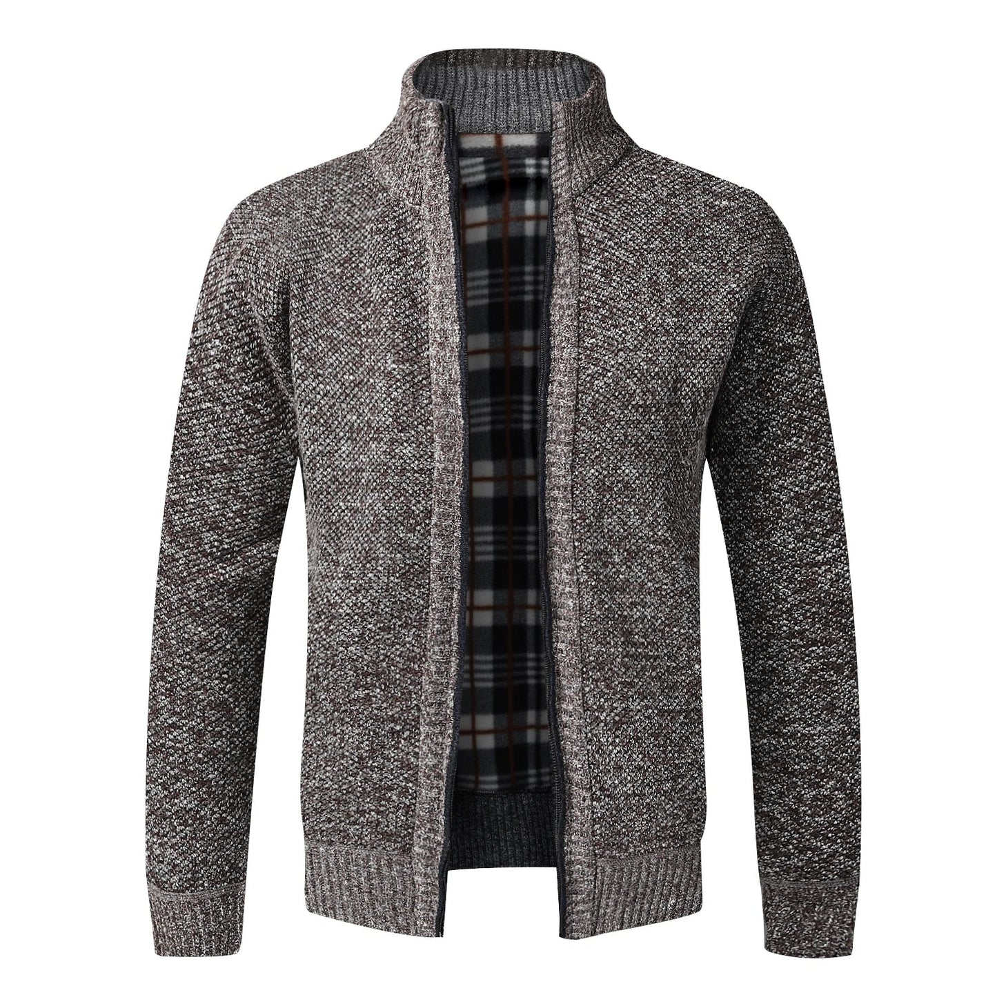 Autumn Winter Warm Cardigan Men Fleece Sweaters, Full Zip Jackets Slim Fit Luxury Brand Knitted Sweater.