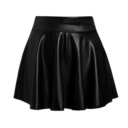 Multipurpose Elastic Mini Short Skirt, Women Faux Leather Skirts High Waist For Skater Work Nightclub.