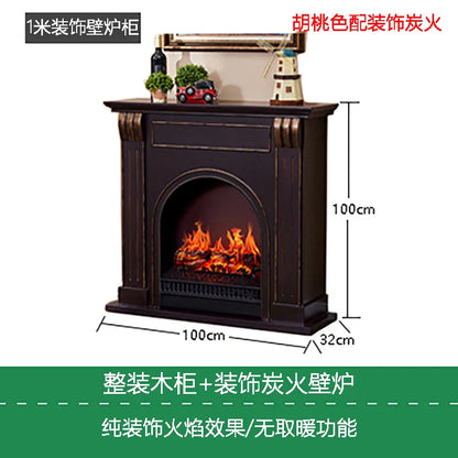 Natural Wood Living Room Fireplace Rustic  Decoration