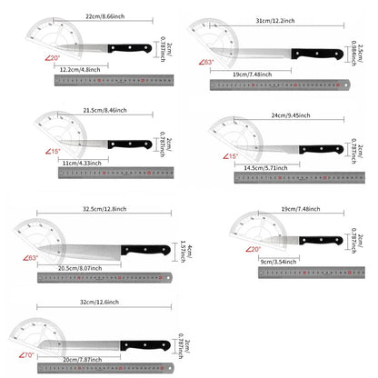 ZENG Full 15pcs Chef Knife Set, Stainless Steel Kitchen Knives Sets with Scissors, Sharpening Rod, Solid Wood Holder.