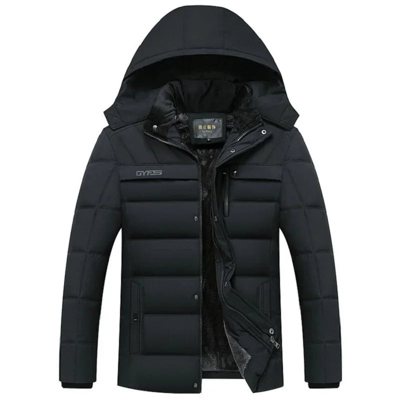 Men -15 Degree Thicken Warm Parkas Hooded Fleece Men Jackets.